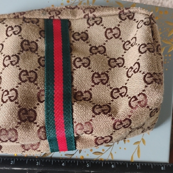 NOT Gucci, ee Monogram Pouch with Green and Red Stripe - Picture 3 of 9